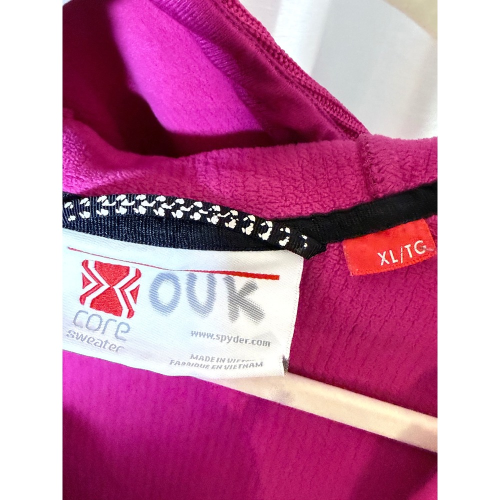 Spyder Core Sweater Hoodie Women XL Pink Excellent Full Zip Knit Fleece Jacket - Picture 4 of 5